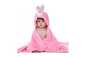 BRANDONN Fleece Single Newborn Rabbit Wrapper Baby Bath Towel