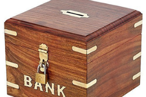 ITOS365 Handmade Wooden Barrel Money Piggy Bank Coin Box