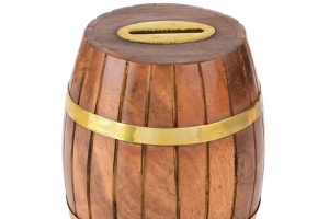 ITOS365 Handicrafted Wooden Barrel Money Piggy Bank Coin Box
